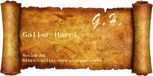 Galler Harri névjegykártya